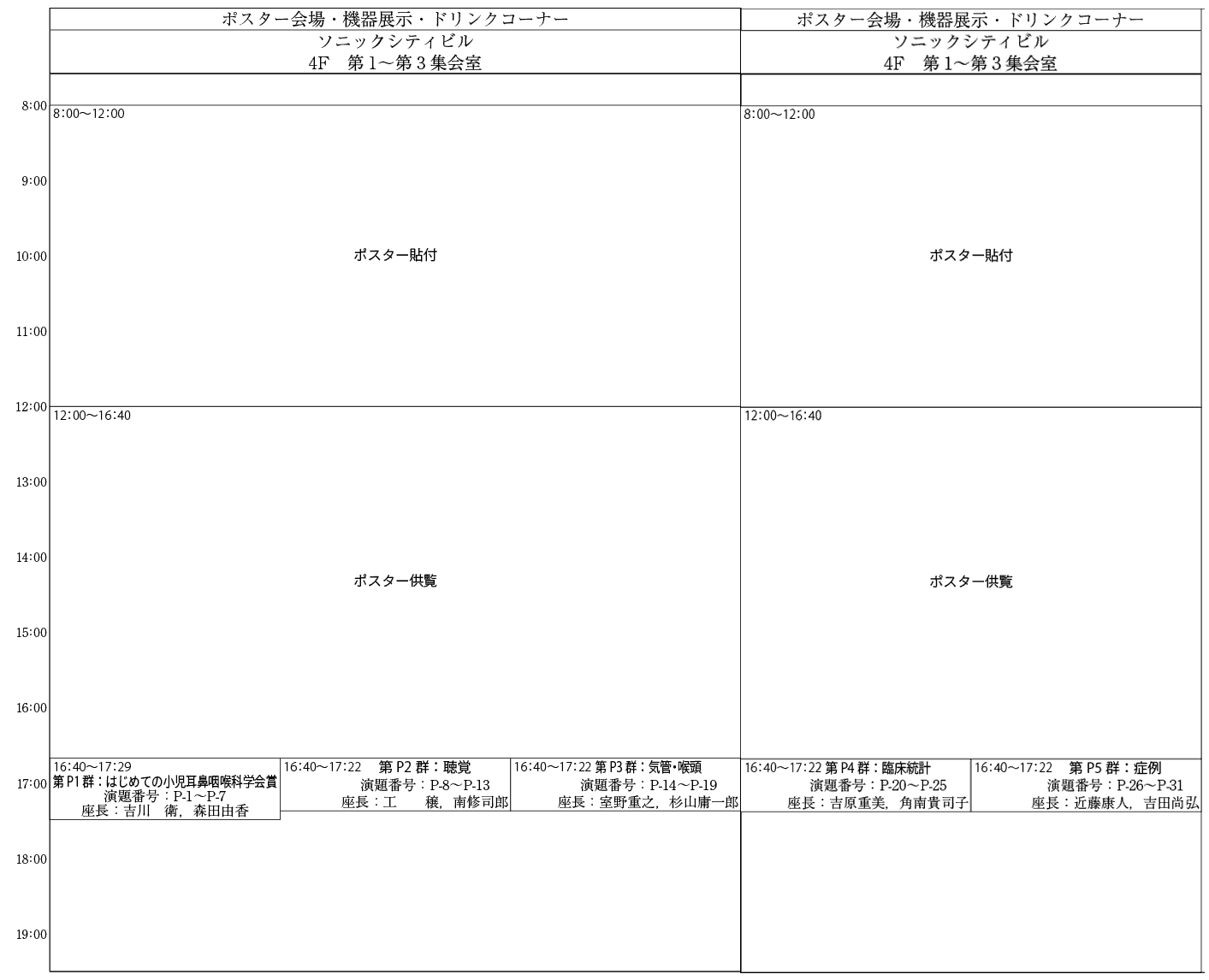 第21回日本小児耳鼻咽喉科学会日程表：１日目